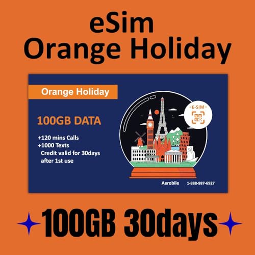 Image of Orange Holiday Europe Prepaid eSIM 100GB Internet Data | 30 Days-Use | Data tethering Allowed | 120min & 1000 SMS from Europe to Any Country Worldwide
