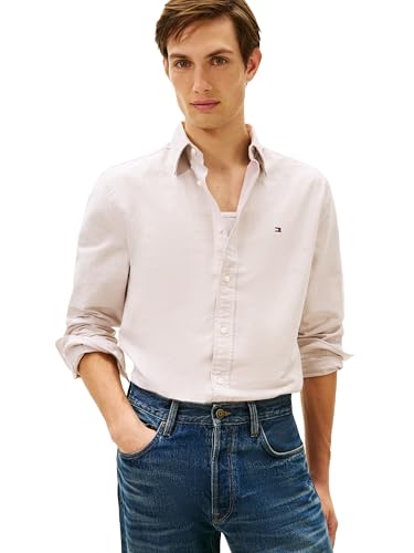 Image of Tommy Hilfiger Men's Long Sleeve Oxford Shirts in Regular Fit, Men's Button Down Shirts, Also Available in Big and Tall