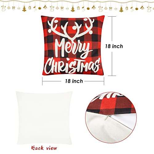 Ondder Christmas Pillow Cases 18 X 18 Farmhouse Merry Christmas Pillow Covers Set Christmas Tree Reindeer Throw Pillow Covers For Couch Sofa Bed Living Room Indoor Christmas Decorations- 6 Pack #TOP1
