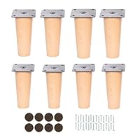 Houten poten van beukenhout, met montageplaat, 4 stuks meubelpoten, 8, 10, 12, 15, 20 cm hoog, conische houten poten (4 stuks 20 cm, natuur