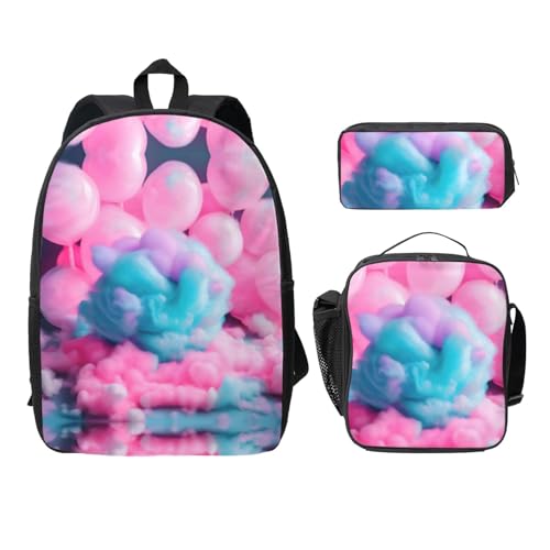 Sac à dos léger en coton rose EdWal avec trousse et sac à déjeuner pour l'école