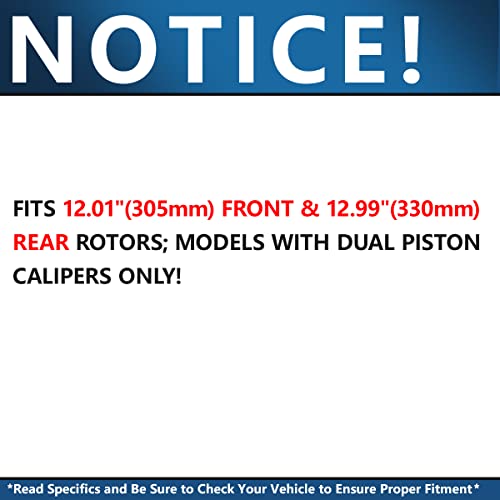 Image of Detroit Axle - Brake Kit for Sierra Silverado Suburban Yukon XL 1500 Tahoe Escalade ESV EXT Drilled Slotted Brake Rotors Brakes Pads Front Rear Replacement : 12 inch inch Front and 12.99 inch inch Rear Rotor