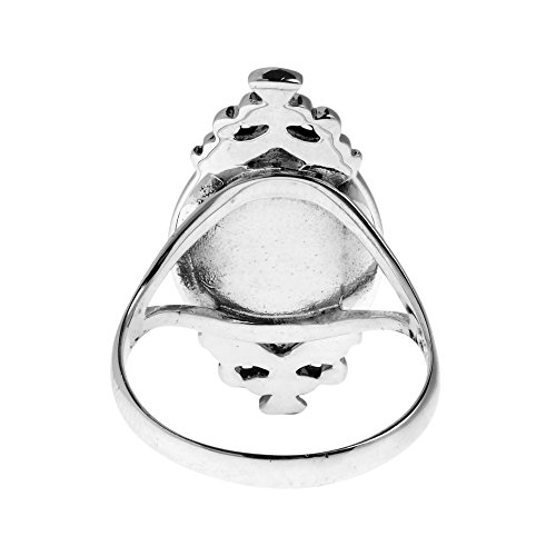 Aeravida SR-0234-BK Bohemian Vintage Simulated Black Onyx Oval Statement .925 Silver Ring thumb #2
