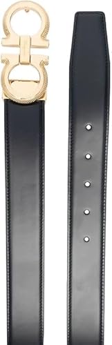 Salvatore Ferragamo Men’s Adjustable Reversible Gancini Leather Belt – Black/Blue with Gold Buckle, 3.5 cm(110IT) - Image 2