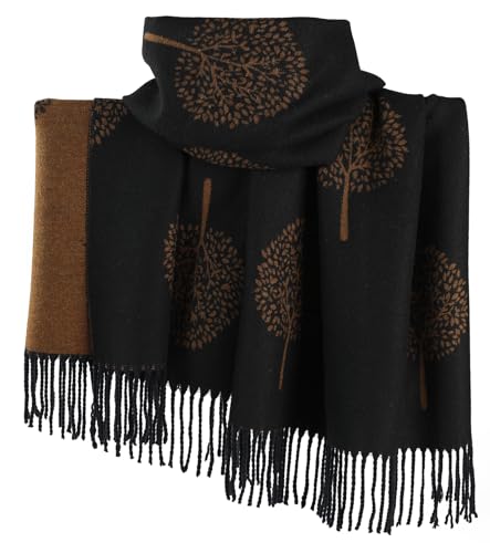 Écharpe d'hiver réversible imprimé mûrier chaude et épaisse pour homme et femme tendance