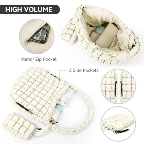 Image of Puffer Tote Bag for Women Large Quilted Crossbody Bag Hobo Crossbody Lightweight Padding Puff Purse Tote Bag for Women