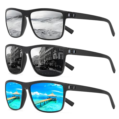 TURBOPEP Square Polarized Sunglasses for Men and Women Lightweight Frame Sun Glasses with UV Protection