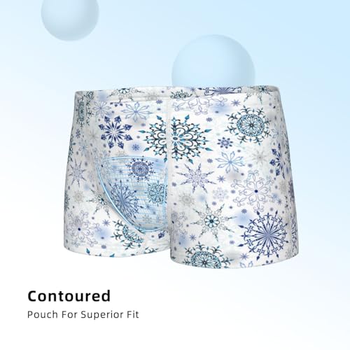 Boys' Cotton Boxer Brief Soft Underwear-Retro Ice Blue Snowflakes4