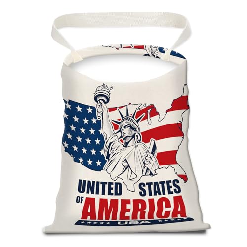 Image of Car Trash Can, Seat Back Hanging Car Trash Bag, Cute Canvas Car Garbage Bag, Essential Car Trash Bin Car Organizers USA Mapping