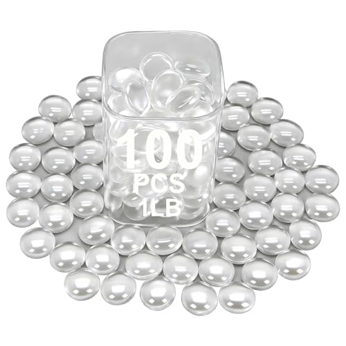 Image of Mini Glass Gems Flat Bottom Marble Beads for Vase Aquarium Fish Tank | Mixed Color Flat Marble Beads Decorative Vase Filler For Planter Crafts Home Art Decor (Transparent, 1 Pound)