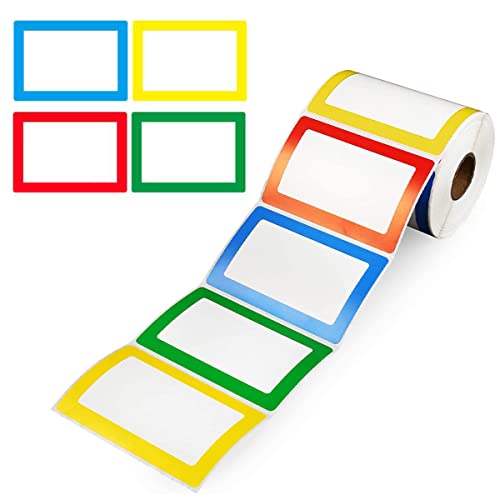 Image of Climberty 300 Sheet Colored Label Stickers, 4 Colors Name Tag Sticker, 3.5 inchx2.3 inch Self Adhesive Tags for Office, School, Classroom, Meeting, Kindergarten, Parties, Warehouses, Clothes and Mailing
