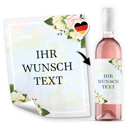 8 Flaschenetiketten selbstklebend mit Text personalisiert - Etikett Moderne Romantik - Flaschen Aufkleber für Wein oder Sekt
