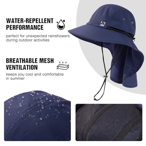 Image of Oversized XL XXL Mens Sun Hat Big Head Neck Flap Shade Waterproof UPF50+ Wide Brim Hat Fishing Safari Hiking