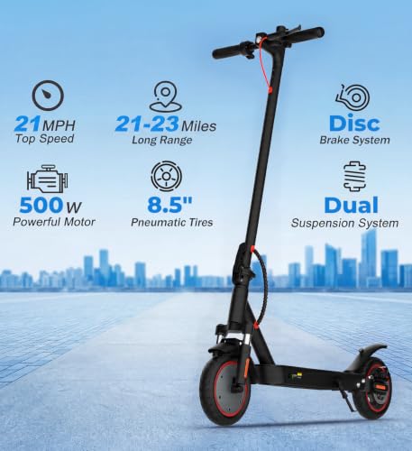 Image of Electric Scooter, 21 /23 /28 Miles Range, 20 MPH Speed, 350 /500W Motor