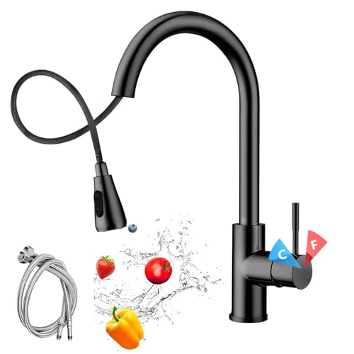 Llaves para Fregadero de Cocina con Rociador Extraíble,Mezcladora para Fregadero de Acero Inoxidable 360° Giratorio,Grifo de Cocina,Grifos Monomando,2 Modos de Chorro de Agua...