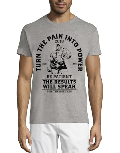 T-shirt Turn The Pain Into Power Be Patient gris en coton