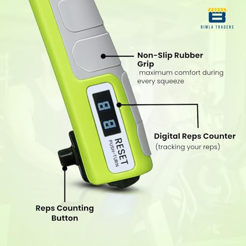 Image of CRAE Hand Gripper with Counter - Adjustable Grip Strengthener, 60 KG Capacity for Forearm, Wrist & Finger Workout Men & Women (Green)