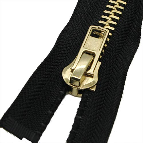 Leekayer #10 30 Inch Metal Zipper Brass Separating Jacket Zipper Heavy Duty Metal Zippers for Jackets Sewing Coats Crafts (30" Brass)