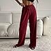 Women's Wide Leg Sweatpant Drawstring High Waisted Ribbed Baggy Lounge Pant Fashion Solid Sport Summer Fall Trouser S-2XL Wine