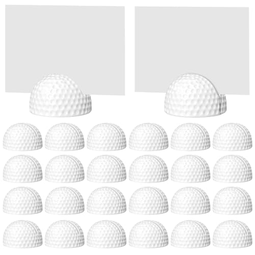 Image of Leinuosen 24 Pcs Resin Golf Base Centerpieces Place Card Holder Half Golf Ball Shaped Table Number Holder Name Place Photo Stand for Office Menu Events Wedding Party