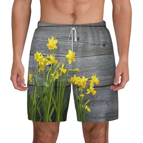 Short de bain homme imprimé jonquilles séchage rapide avec poches surf