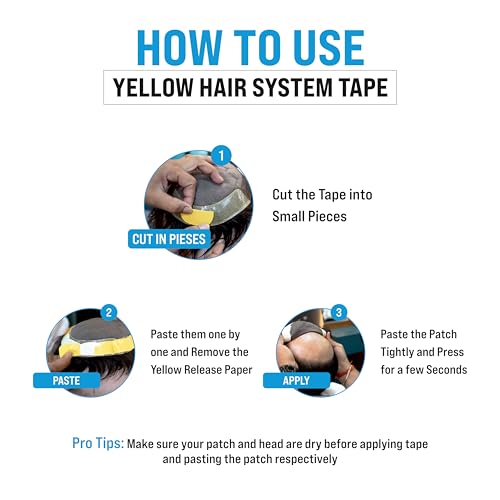 Image of Yellow Cotton Hair Patch Tape 1 Inch X 20 Yards Strong Hold Adhesive