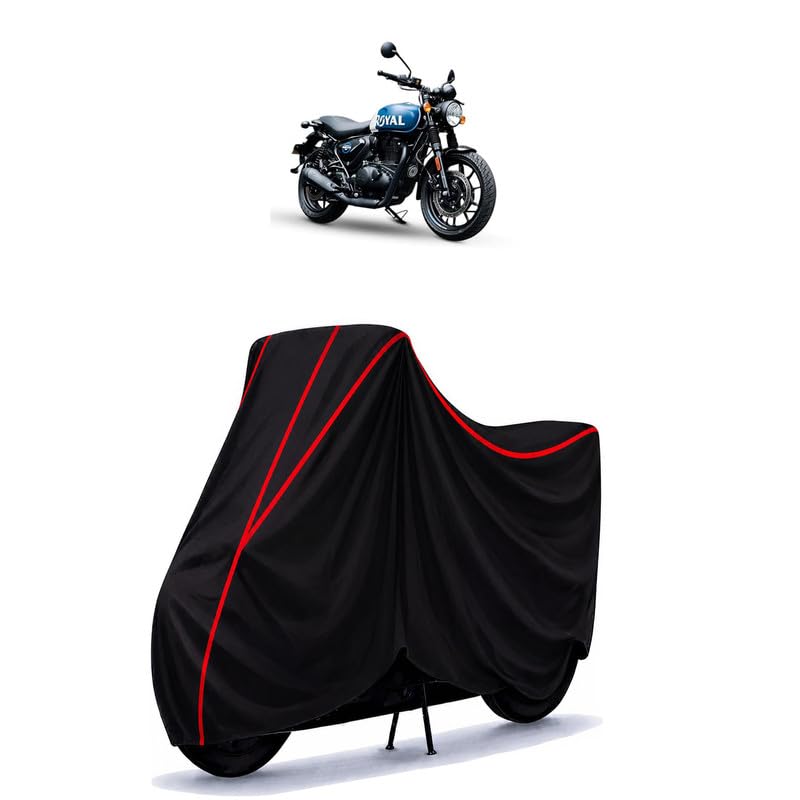 Image of Hunter 350 Retro Water Resistant Bike Cover for All Motorcycles & Rain | Heavy Duty Taffeta Fabric | UV Protection, Dustproof, Scratchproof | All Weather Two Wheeler Body Cover with Elastic Bottom
