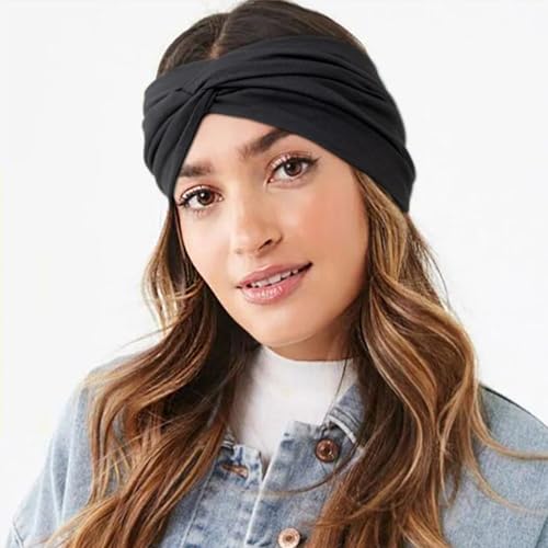Image of DRESHOW 6 Pack Extra Wide Headbands for Women Large Turban Headband Boho Head Wrap Elastic Hairbands Hair Twisted Knot Hair Accessories