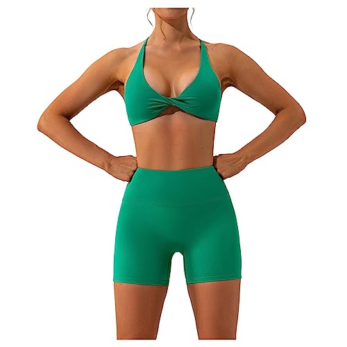 Ensemble de yoga vêtement de fitness deux pièces short et brassière de sport pour femme
