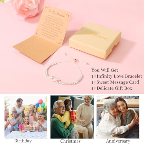 Image of Gift for Best Friends Mom Daughter Girlfriend Wife Grandma Sister Bestie, Infinity Love Heart Bracelets for Birthday Christmas Valentins's Day Mother's Day Jewelry Gifts Adjustable