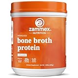 Zammex Pure Grass Fed Beef Bone Broth Protein Powder, 20g Protein, Hydrolyzed Collagen Supplement for Healthy Skin, Nails, Hair, Joints, Non-GMO, Gluten Free, Paleo & Keto Friendly, Great in Soup