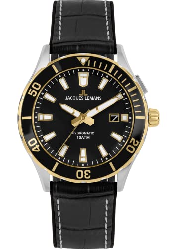 Montre chronographe homme JACQUES LEMANS bracelet cuir silicone 1-2131