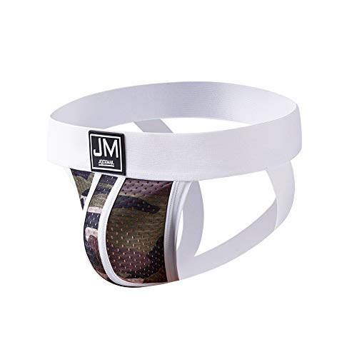 JOCKMAIL Mens Jockstraps Underwear Sexy Mesh Low Rise Stretch Jock Strap for Men (XL, White)