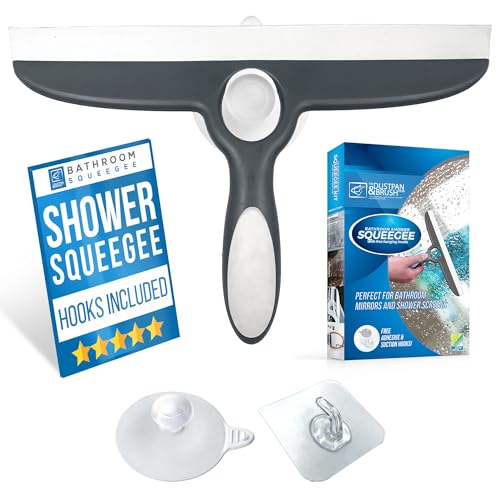 TDBS The Dustpan and Brush Store Shower Squeegee, 16cm x 25cm, Streak-Free Window Glass Cleaner, Multipurpose Rubber for Bathroom, Doors, Windows, Cars, Grey