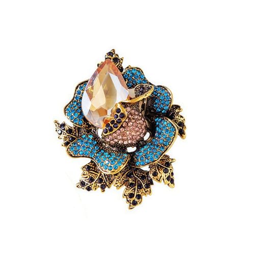 Image of Rhinestone Flower Brooch For Women Crystal Rose Flower Brooch Pin Big Size Rhinestone Crystal Flowers Broochs Stylish Rhinestone Rose Flowers Pin Elegant Clothing Hat Bag Accessories