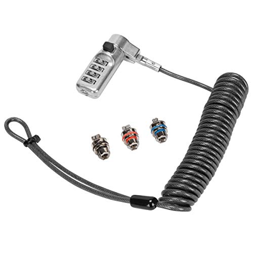 Image of Targus DEFCON 3-in-1 Lock, Resettable Coiled Combination Retail Lock for Laptop Computer and Desktop Security Cable (ASP86CCLGL)