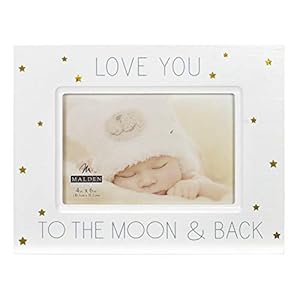 Malden International Designs Baby Memories Love You To Wood With Gold Foil Accents Picture Frame, 4×6, White