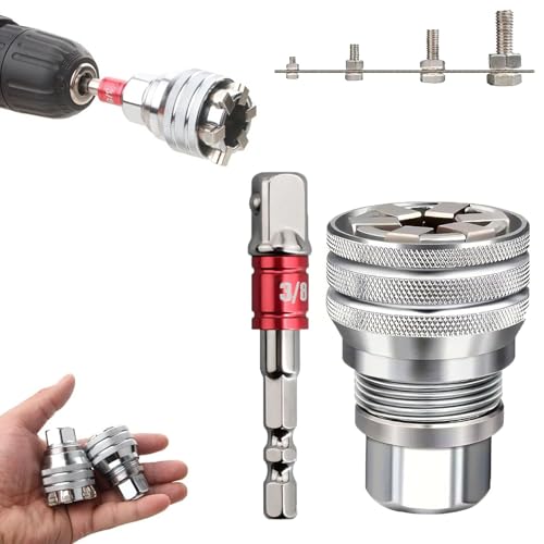 Multi-function Universal Socket Wrench Tool - Universal Maintenance Tool 10mm-19mm Adjustable Wrenchs for 3/8 Drive Ratchet Torque Wrench & Power Drill with Power Drill Adapter (1Set)
