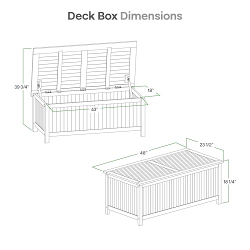 Image of Cambridge Casual Arie 48-Inch Teak Outdoor Deck Box Storage Chest - Weather-Resistant Patio Organizer with Soft-Close Lid for Pool or Garden Storage, 49 Gallons