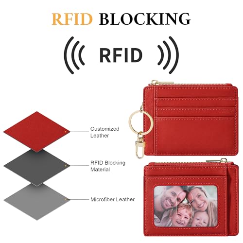 Image of Sodsay Card Case Slim Front Pocket Wallet for Women Credit Card Holder with Keychain | Slim, Front Pocket, Credit Card Holder, with Keychain