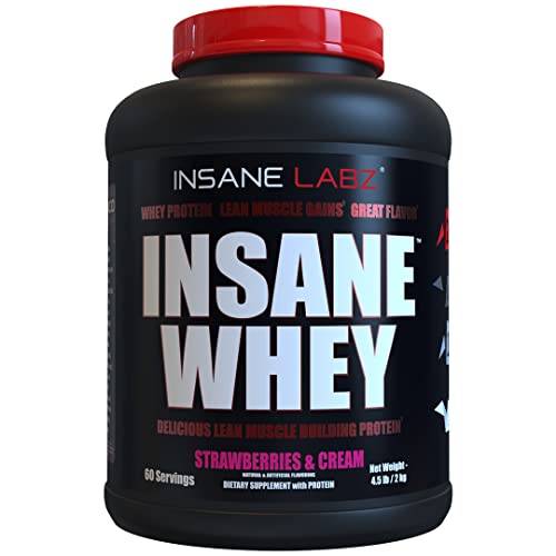 Image of Insane Labz Insane Whey,100% Muscle Building Whey Protein, Post Workout, BCAA Amino Profile, Mass Gainer, Meal Replacement, 60 Srvgs, (Strawberries & Cream)