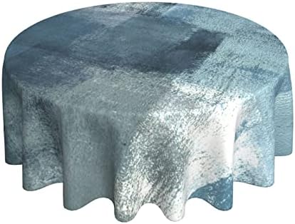 Kawani Navy Blue Grey Round Tablecloth 60 Inch Ruitic Teal White Table Cloth Waterproof Fabric Farmhouse Turquoise Modern Abstract Tablecloths Decorative for Holiday Party Picnic