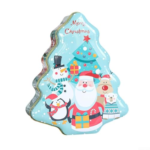 Scatole colorate per caramelle, scatola natalizia in ferro, kit per la creazione di piccoli cracker natalizi, scatola decorativa a forma di albero (18 x 15 x 6,5 cm) (1)
