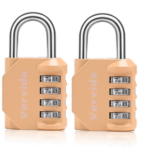 Image of Combination Lock Resettable Peachy-Pink 2 Pack 4 Digit Outdoor Waterproof Combo Padlock for School Gym Locker, Sports Locker, Fence, Toolbox, Gate, Hasp Storage