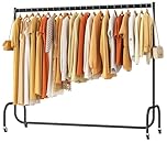 HOMIDEC Heavy Duty Metal Clothes Rail with Wheels,180 cm Clothes Rack for Hanging Clothes, Coats, Dresses, Clothing Rail for Bedroom, Closet, Laundry,Hold up to 130 kg