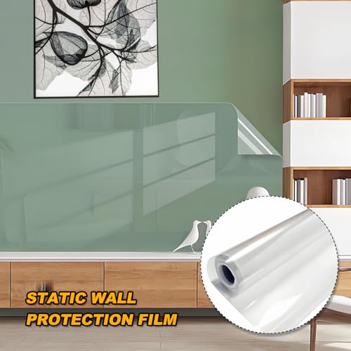 SenZee Wandschutzfolie Selbstklebend Klebefolie Transparent 30cm×400cm Wandfolie Selbstklebende Folie Abwaschbar Schutzfolie für Wand Möbel Bücher
