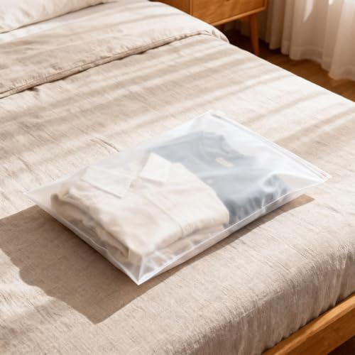 Clothes Storage Bags with Zipper, 17-50cm Frosted Transparent Travel Clothes Storage Organizer for Bedroom Closet (Clear 1) - image 7