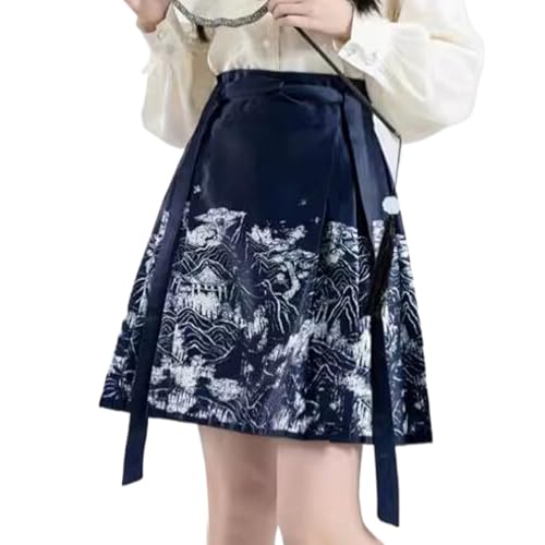 Mini jupe visage de cheval rouge plissée à taille haute pour femme style chinois