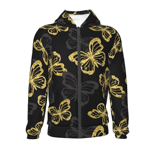 Golden Glitter Butterflies Kid Hoodies Boys Zip Up Sweatshirts Girls Pullover with Pocket2
