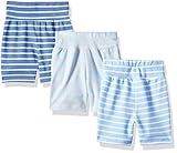 Hanes Ultimate Baby Flexy 3 Pack Adjustable Fit Knit Shorts, Blue Stripe, 12-18 Months